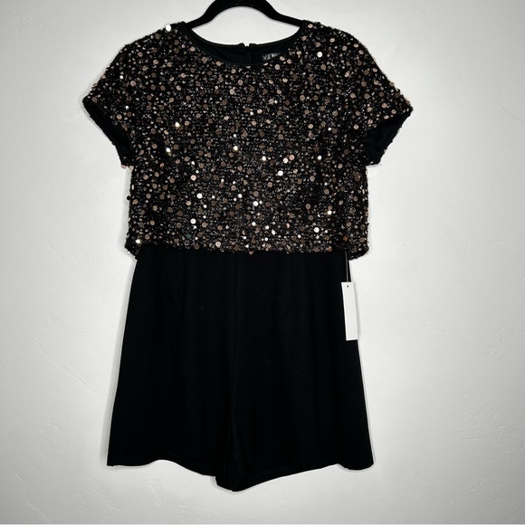 NWT VENUS Black Sequin Romper Playsuit Size 10 Holiday Party Wedding Guest - Picture 1 of 12
